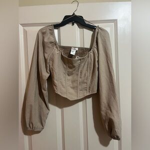 Women's Beige Corset Long Sleeve Top Size Large